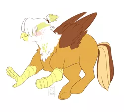 Size: 2480x2244 | Tagged: safe, artist:rainbowfactory20, derpibooru import, oc, oc:bruno, hippogriff, hair over eyes, image, interspecies offspring, jpeg, male, offspring, parent:gilda, parent:hoops, parents:gildahoops, simple background, solo, white background