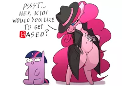 Size: 3508x2480 | Tagged: safe, artist:underpable, derpibooru import, pinkie pie, twilight sparkle, earth pony, semi-anthro, unicorn, 🅱, based, chest fluff, chubbie pie, chubby, i can't believe it's not jargon scott, image, png, racism, simple background, style emulation, twiggie, white background, z-word pass