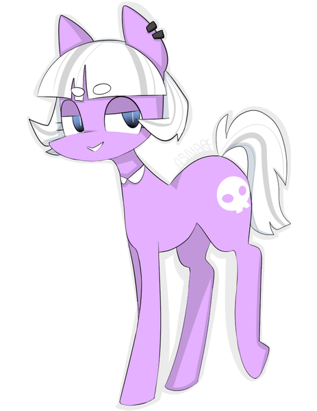 Size: 678x878 | Tagged: safe, artist:asnarfart, derpibooru import, oc, unofficial characters only, pony, cute, image, original, pink, png, purple, simple background, skull, solo, white background