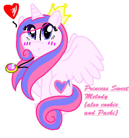 Size: 492x527 | Tagged: safe, artist:pokeloidpachiviray, derpibooru import, oc, oc:sweet melody, unofficial characters only, alicorn, pony, alicorn oc, amulet, blushing, heart, horn, image, jewelry, jpeg, simple background, sitting, solo, white background, wings