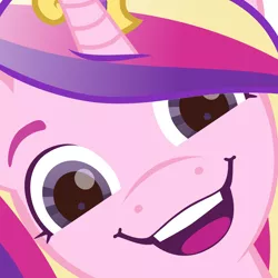 Size: 4800x4800 | Tagged: artist needed, safe, derpibooru import, princess cadance, pony, blursed image, close-up, female, g4 to g5, g5, hi anon, image, meme, open mouth, png, solo