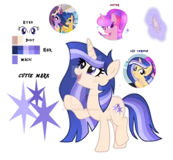 Size: 1280x1180 | Tagged: safe, artist:starflightmlp, derpibooru import, flash sentry, twilight sparkle, oc, oc:glowing magic, pony, unicorn, deviantart watermark, female, flashlight, image, male, obtrusive watermark, offspring, parent:flash sentry, parent:twilight sparkle, parents:flashlight, png, reference sheet, shipping, simple background, straight, transparent background, watermark