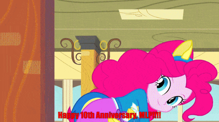 Size: 700x390 | Tagged: safe, derpibooru import, screencap, blueberry cake, bright idea, curly winds, diamond tiara, drama letter, microchips, mystery mint, paisley, pinkie pie, rose heart, scribble dee, silver spoon, some blue guy, velvet sky, watermelody, equestria girls, equestria girls (movie), animated, ass, butt, butt shake, cafeteria, diamond buttiara, female, gif, happy birthday mlp:fim, image, male, mlp fim's tenth anniversary, students, wondercolt ears, wondercolt tail, wondercolts uniform