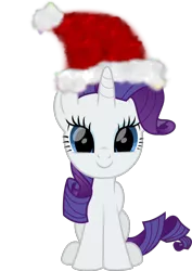Size: 1094x1541 | Tagged: safe, artist:lincolnbrewsterfan, derpibooru import, part of a set, rarity, unicorn, .svg available, christmas, cute, derpibooru exclusive, happy, hat, holiday, image, inkscape, lincolnbrewsterfan is trying to murder us, lincolnbrewsterfan's christmas ponies, looking at you, png, raribetes, santa hat, simple background, sitting, smiling at you, solo, transparent background, vector, weapons-grade cute, winter