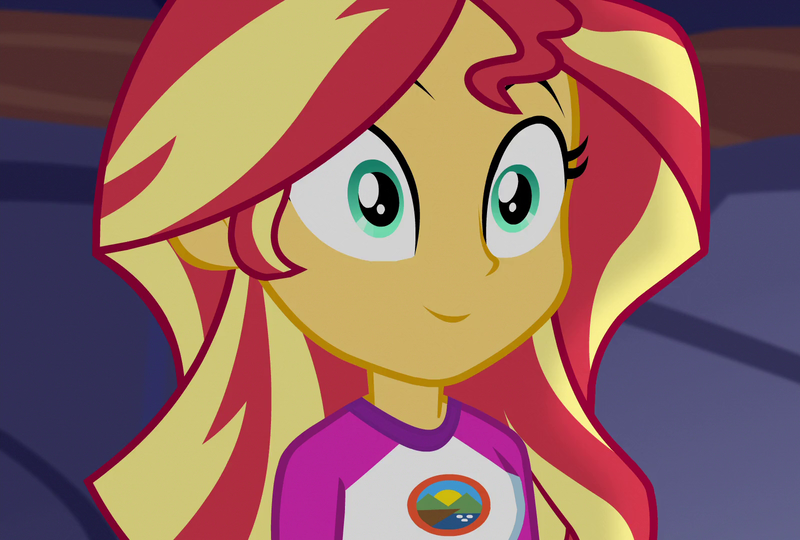 Size: 1600x1080 | Tagged: safe, derpibooru import, edit, edited screencap, editor:mycarhasamoustache, screencap, sunset shimmer, equestria girls, legend of everfree, camp everfree outfits, cropped, image, png, smile edit, solo