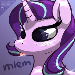 Size: 2200x2200 | Tagged: safe, artist:phlerius, derpibooru import, starlight glimmer, pony, digital art, image, mlem, png, silly, tongue out