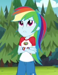 Size: 782x1014 | Tagged: safe, derpibooru import, screencap, rainbow dash, equestria girls, legend of everfree, camp everfree outfits, cropped, cute, dashabetes, female, image, png, sad, solo