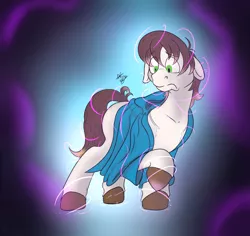 Size: 2900x2732 | Tagged: safe, artist:denton, derpibooru import, part of a set, earth pony, pony, clothes, human to pony, image, magic, male, png, sissyfication, solo, transformation, transformation sequence