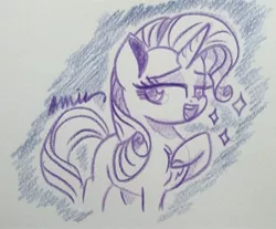 Size: 2882x2381 | Tagged: safe, artist:c.a.m.e.l.l.i.a, derpibooru import, rarity, canterlot boutique, beautiful, cute, image, jpeg, looking back, shine, simple background, traditional art, white background