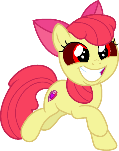 Size: 552x698 | Tagged: safe, artist:angrymetal, derpibooru import, apple bloom, earth pony, pony, .exe, bow, cutie mark, female, filly, hair bow, image, png, red eyes, running, smiling, the cmc's cutie marks