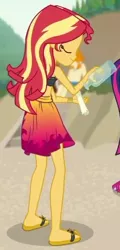 Size: 268x559 | Tagged: safe, derpibooru import, screencap, sci-twi, sunset shimmer, twilight sparkle, valhallen, equestria girls, equestria girls series, x marks the spot, clothes, cropped, image, png, sarong, sleeveless, swimsuit