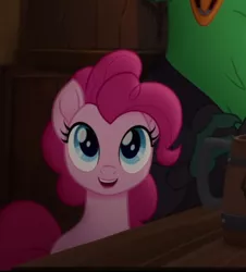 Size: 421x465 | Tagged: safe, derpibooru import, screencap, pinkie pie, bird, earth pony, parrot, pony, my little pony: the movie, cropped, female, image, pirate, png, time to be awesome