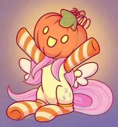 Size: 1848x1980 | Tagged: safe, artist:musicfirewind, derpibooru import, fluttershy, pegasus, pony, clothes, costume, cute, halloween, halloween costume, holiday, image, jack-o-lantern, jpeg, mask, pumpkin, pumpkin head, shyabetes, sitting, socks, solo, spread wings, striped socks, wings