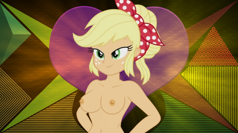 Size: 3840x2160 | Tagged: questionable, artist:laszlvfx, derpibooru import, edit, editor:ah96, applejack, equestria girls, equestria girls series, five to nine, areola, belly button, breasts, busty applejack, clothes, female, freckles, image, nipples, nudity, partial nudity, png, smiling, solo, solo female, topless, wallpaper, wallpaper edit