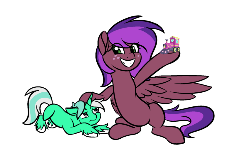 Size: 1829x1272 | Tagged: safe, artist:aresshia, derpibooru import, oc, oc:clementine bitterhoof, oc:colarus, unofficial characters only, pegasus, pony, unicorn, brother and sister, cute, female, horn, image, male, pegasus oc, png, request, siblings, simple background, train, transparent background, unicorn oc, wings