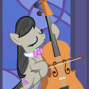 Size: 284x284 | Tagged: safe, derpibooru import, screencap, octavia melody, earth pony, pony, the best night ever, animated, bipedal, bow (instrument), cello, cute, eyes closed, gif, image, musical instrument, solo