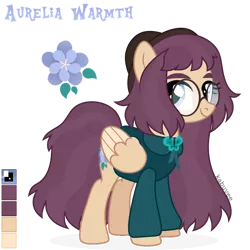 Size: 1024x1024 | Tagged: safe, artist:kabuvee, derpibooru import, oc, oc:aurelia warmth, pegasus, pony, clothes, female, glasses, hoodie, image, mare, png, simple background, solo, transparent background