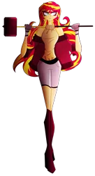 Size: 1922x3542 | Tagged: safe, artist:mywasasi, derpibooru import, sunset shimmer, equestria girls, clothes, ear piercing, earring, eyeshadow, hammer, image, jewelry, knee high boots, makeup, piercing, png, shorts, shoulderless, simple background, solo, transparent background