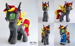 Size: 1600x979 | Tagged: safe, artist:meplushyou, derpibooru import, oc, oc:lisa, changeling, clothes, double colored changeling, image, irl, jpeg, photo, plushie, solo, vault suit