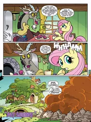 Size: 768x1024 | Tagged: safe, artist:jack lawrence, derpibooru import, idw, discord, fluttershy, draconequus, pegasus, pony, spoiler:comic, spoiler:friendship in disguise03, comic, female, image, jpeg, male, mare, preview