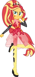 Size: 625x1352 | Tagged: safe, artist:lincolnbrewsterfan, derpibooru import, part of a set, sunset shimmer, equestria girls, .svg available, >:), alternative cutie mark placement, amber skin, clothes, cyan eyes, derpibooru exclusive, facial cutie mark, fingerless gloves, gloves, glow, image, inkscape, leader, leggings, png, ponied up, pony ears, red hair, simple background, skirt, sleeveless, solo, sparkles, spiked headband, super ponied up, the elements, transparent background, vector, yellow streaks