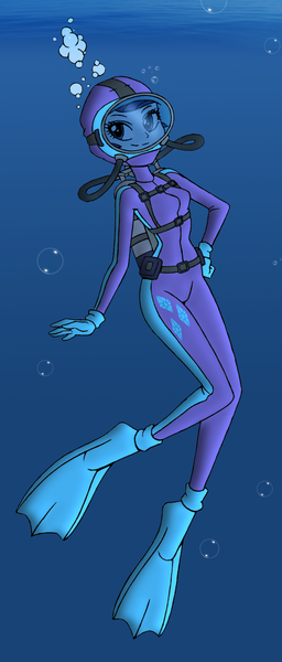 Size: 890x2083 | Tagged: safe, artist:zefrenchm, derpibooru import, rarity, equestria girls, clothes, diving suit, female, hooded wetsuit, image, png, scuba, solo, underwater