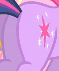 Size: 670x801 | Tagged: safe, derpibooru import, screencap, pinkie pie, twilight sparkle, pony, unicorn, green isn't your color, butt, butt only, cropped, female, image, pictures of butts, plot, png, solo, twibutt, unicorn twilight