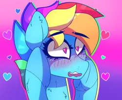 Size: 976x806 | Tagged: safe, artist:aaa-its-spook, derpibooru import, rainbow dash, blushing, bust, cheek fluff, chest fluff, ear fluff, female, heart, heart eyes, image, implied lesbian, implied shipping, implied twidash, leg fluff, png, portrait, solo, wingding eyes