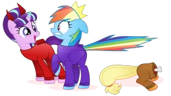 Size: 10700x6044 | Tagged: safe, artist:cirillaq, derpibooru import, applejack, rainbow dash, starlight glimmer, pegasus, pony, unicorn, absurd resolution, among us, bisection, bone, crewmate, dead, image, png, s5 starlight, simple background, this will end in gulag, transparent background, vector