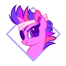 Size: 1000x1000 | Tagged: safe, artist:lollipony, derpibooru import, twilight sparkle, pony, bust, commission, ear fluff, eyepatch, female, future twilight, image, jpeg, mare, portrait, smiling, solo