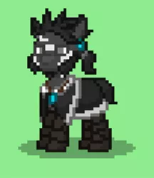 Size: 1080x1251 | Tagged: safe, derpibooru import, oc, oc:nagte vegter, unofficial characters only, zebra, pony town, ashes town, green background, image, jpeg, magic item, monk, reverse zebra, short tail, simple background, solo, zebra oc