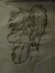 Size: 2448x3264 | Tagged: safe, artist:terminalhash, derpibooru import, oc, oc:ravery, unofficial characters only, demon, demon pony, original species, pony, graph paper, image, jpeg, sketch, solo, traditional art