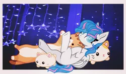 Size: 1080x637 | Tagged: safe, artist:elinka_officall, derpibooru import, oc, unofficial characters only, cat, earth pony, hamster, pony, earth pony oc, eyelashes, image, jpeg, lying down, on back, plushie, solo, underhoof