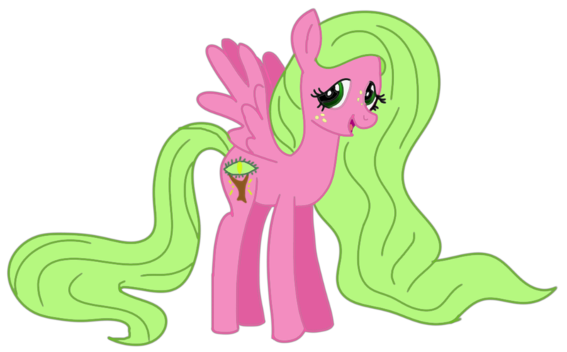 Size: 1115x692 | Tagged: safe, artist:evergreen2024, derpibooru import, oc, oc:ever spring, unofficial characters only, pegasus, pony, cutie mark, female, filly, freckles, green mane, happy, image, lidded eyes, long mane, long tail, offspring, open mouth, parent:big macintosh, parent:fluttershy, parents:fluttermac, pegasus oc, pink coat, png, smiling, solo, wings