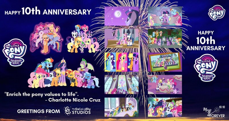 Size: 1200x633 | Tagged: safe, derpibooru import, screencap, amethyst star, applejack, auburn vision, berry blend, berry bliss, bittersweet (character), citrine spark, clever musings, fancypants, fire quacker, flash magnus, fleur de verre, fluffy clouds, fluttershy, free throw, gallus, huckleberry, joe pescolt, leadwing, luster dawn, march gustysnows, meadow song, meadowbrook, mistmane, november rain, ocellus, peppermint goldylinks, pinkie pie, princess cadance, princess flurry heart, princess twilight 2.0, rainbow dash, rarity, rockhoof, sandbar, shining armor, silverstream, slate sentiments, smolder, somnambula, spike, star swirl the bearded, starlight glimmer, strawberry scoop, sugar maple, summer breeze, summer meadow, sunset shimmer, trixie, tropical dream, twilight sparkle, twilight sparkle (alicorn), yona, yuma spurs, alicorn, dragon, pony, unicorn, a canterlot wedding, friendship is magic, magical mystery cure, princess spike (episode), princess twilight sparkle (episode), school daze, shadow play, the crystalling, the last problem, anniversary, appleloosa resident, eyes closed, female, friendship student, happy birthday mlp:fim, image, jpeg, mane seven, mane six, mare, mlp fim's tenth anniversary, moon, my little pony, my little pony logo, older, older applejack, older fluttershy, older mane seven, older mane six, older pinkie pie, older rainbow dash, older rarity, older spike, older twilight, pillars of equestria, smiling, student six, they grow up so fast, winged spike, wings