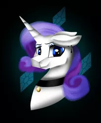 Size: 900x1095 | Tagged: safe, artist:rxndxm.artist, derpibooru import, rarity, pony, unicorn, bust, choker, cutie mark background, ear piercing, eyelashes, female, image, jpeg, makeup, mare, piercing, solo