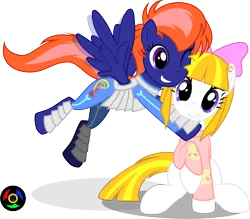 Size: 3508x3073 | Tagged: safe, artist:kyoshyu, derpibooru import, oc, oc:paperweight, oc:storm flare, pegasus, pony, female, hug, image, mare, png, simple background, transparent background