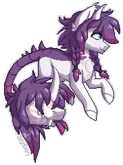 Size: 182x244 | Tagged: safe, artist:silentwolf-oficial, derpibooru import, oc, unofficial characters only, cow plant pony, monster pony, original species, plant pony, pony, augmented tail, colored hooves, fangs, forked tongue, horn, image, plant, png, simple background, solo, thorns, transparent background