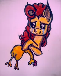 Size: 1638x2048 | Tagged: safe, artist:rainbowdashkin, derpibooru import, boneless, cheese sandwich, earth pony, pony, big ears, crying, image, jpeg, marker drawing, traditional art