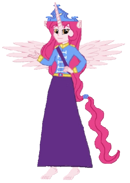 Size: 425x597 | Tagged: safe, artist:loomytyranny, derpibooru import, princess amore, alicorn, hybrid, equestria girls, 1000 hours in ms paint, amorecorn, barefoot, canada, crown, feet, image, jewelry, monarch, monarchy, png, ponytail, regalia, snowflake amore, tyrant, wings