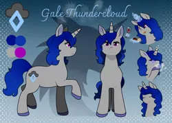 Size: 3500x2500 | Tagged: safe, artist:69beas, derpibooru import, oc, oc:gale thundercloud, unofficial characters only, pony, unicorn, digital art, female, image, mare, png, reference sheet, solo