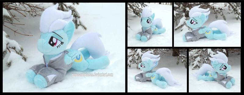 Size: 4485x1754 | Tagged: safe, artist:peruserofpieces, derpibooru import, fleetfoot, pegasus, pony, beanie (plushie), clothes, epic get, female, image, irl, jacket, lying down, mare, photo, plushie, png, prone, smiling, snow, solo, sploot, tree, wings