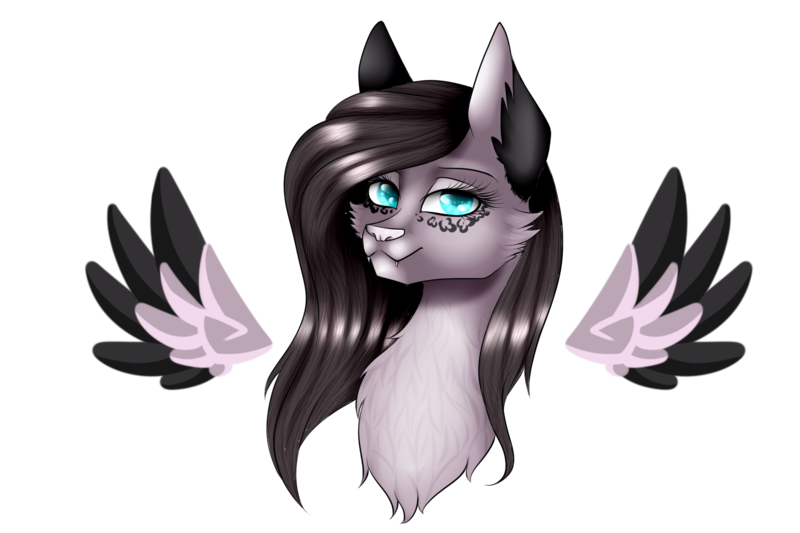 Size: 1800x1200 | Tagged: safe, artist:minelvi, derpibooru import, oc, unofficial characters only, pegasus, pony, bust, chest fluff, floating wings, image, pegasus oc, png, simple background, solo, spread wings, transparent background, two toned wings, wings