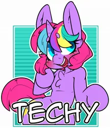 Size: 1817x2102 | Tagged: safe, artist:bbsartboutique, derpibooru import, oc, oc:techy twinkle, unofficial characters only, semi-anthro, unicorn, blushing, chest fluff, image, jpeg, smiling, solo