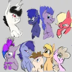 Size: 685x685 | Tagged: safe, artist:sonicsketcher64, derpibooru import, oc, oc:applesauce, oc:cider biscuits, oc:cinnamon bun, oc:equinox, oc:nebula night, oc:pot pie, oc:sapphire sparkles, oc:skyscope, oc:solstice, unofficial characters only, dracony, hippogriff, hybrid, pony, colt, female, filly, gray background, hippogriff oc, image, interspecies offspring, jpeg, male, next generation, offspring, parent:applejack, parent:big macintosh, parent:caramel, parent:cheese sandwich, parent:discord, parent:flash sentry, parent:fluttershy, parent:pinkie pie, parent:princess celestia, parent:princess luna, parent:rainbow dash, parent:rarity, parent:soarin', parent:spike, parent:twilight sparkle, parent:unnamed oc, parents:carajack, parents:cheesepie, parents:dislestia, parents:flashlight, parents:fluttermac, parents:soarindash, parents:sparity, simple background