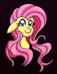 Size: 1280x1661 | Tagged: safe, artist:heartshielder1991, derpibooru import, fluttershy, pony, bust, female, floppy ears, image, looking at you, mare, png, portrait, simple background, smiling, solo, three quarter view