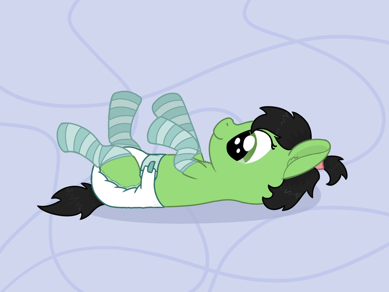 Size: 2000x1500 | Tagged: questionable, artist:craftycirclepony, derpibooru import, oc, oc:anonfilly, unofficial characters only, pony, abstract background, chest fluff, clothes, cute, diaper, diaper fetish, ear fluff, female, fetish, filly, hair tie, happy, image, legs in air, lying down, on back, png, smiling, socks, solo, striped socks