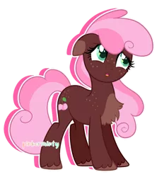 Size: 1024x1105 | Tagged: safe, artist:lazuli0209, artist:pinkerminty, derpibooru import, oc, oc:cherry twirl, unofficial characters only, earth pony, pony, base used, chest fluff, female, floppy ears, freckles, image, mare, offspring, outline, parent:big macintosh, parent:cheerilee, parents:cheerimac, png, simple background, solo, transparent background, unshorn fetlocks, watermark