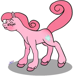 Size: 709x738 | Tagged: safe, artist:muhammad yunus, derpibooru import, earth pony, pony, aelita schaeffer, angry, base used, blushing, code lyoko, eyes closed, female, g2, image, mare, png, red butt, simple background, solo, tail, transparent background