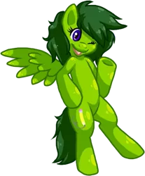 Size: 435x525 | Tagged: safe, artist:fizzy-dog, derpibooru import, oc, oc:lemonade, unofficial characters only, pegasus, pony, bipedal, image, open mouth, pegasus oc, png, simple background, smiling, solo, transparent background, underhoof, wings